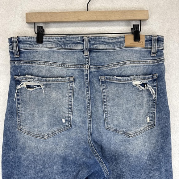 BKE Jeans Womens 34 Blue High Rise Parker Distressed Ripped Raw Hem Stretch‎ - Picture 8 of 9
